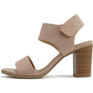 Women Open Round Toe Chunky Heel Ankle Strap High Heel Dress Dusty Mauve Sandals